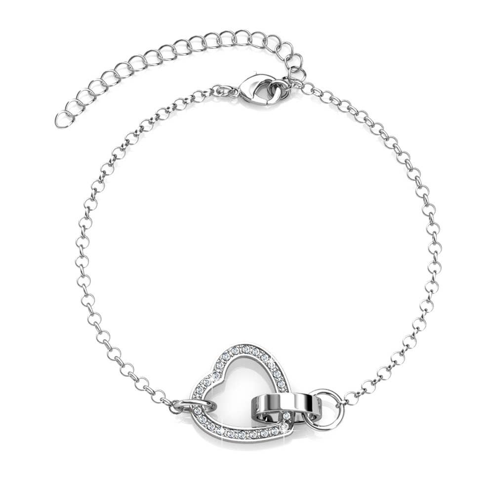 Pulsera Heart Bond con Cristal-Plata
