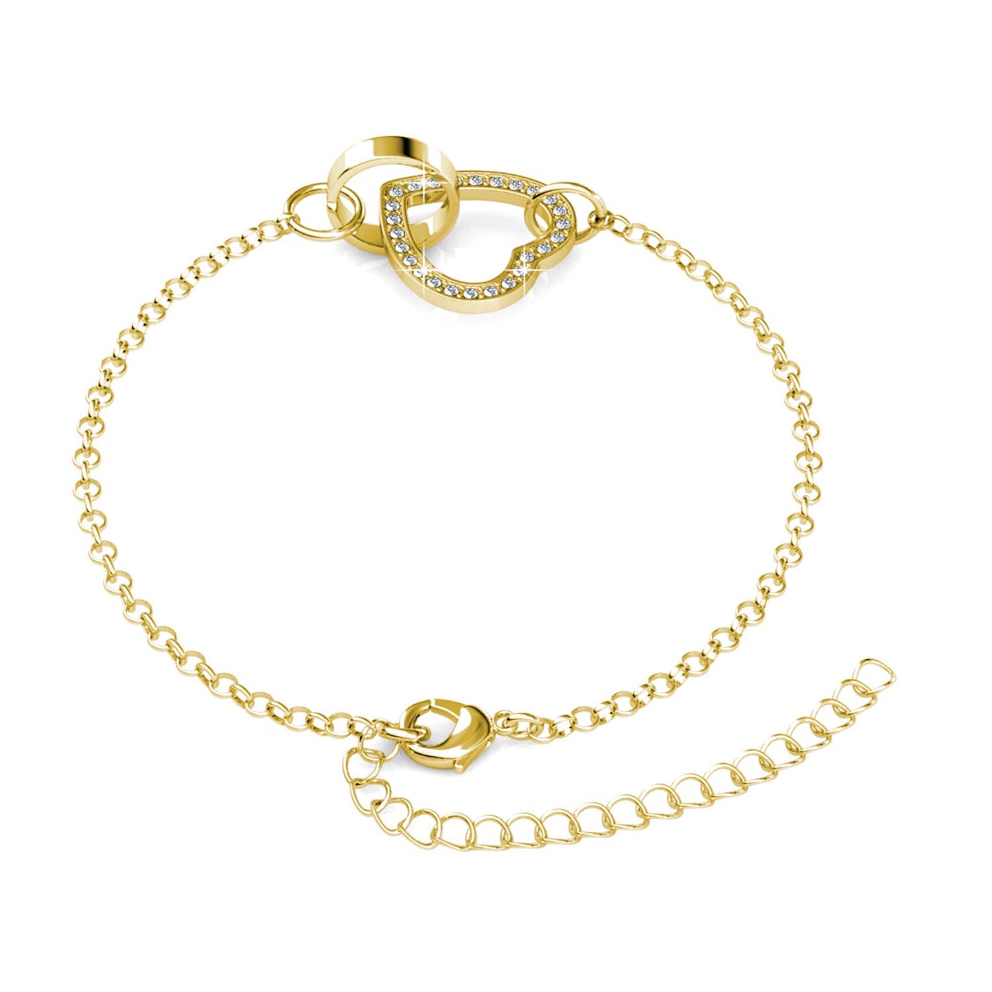 Pulsera Heart Bond con cristal- Baño de oro
