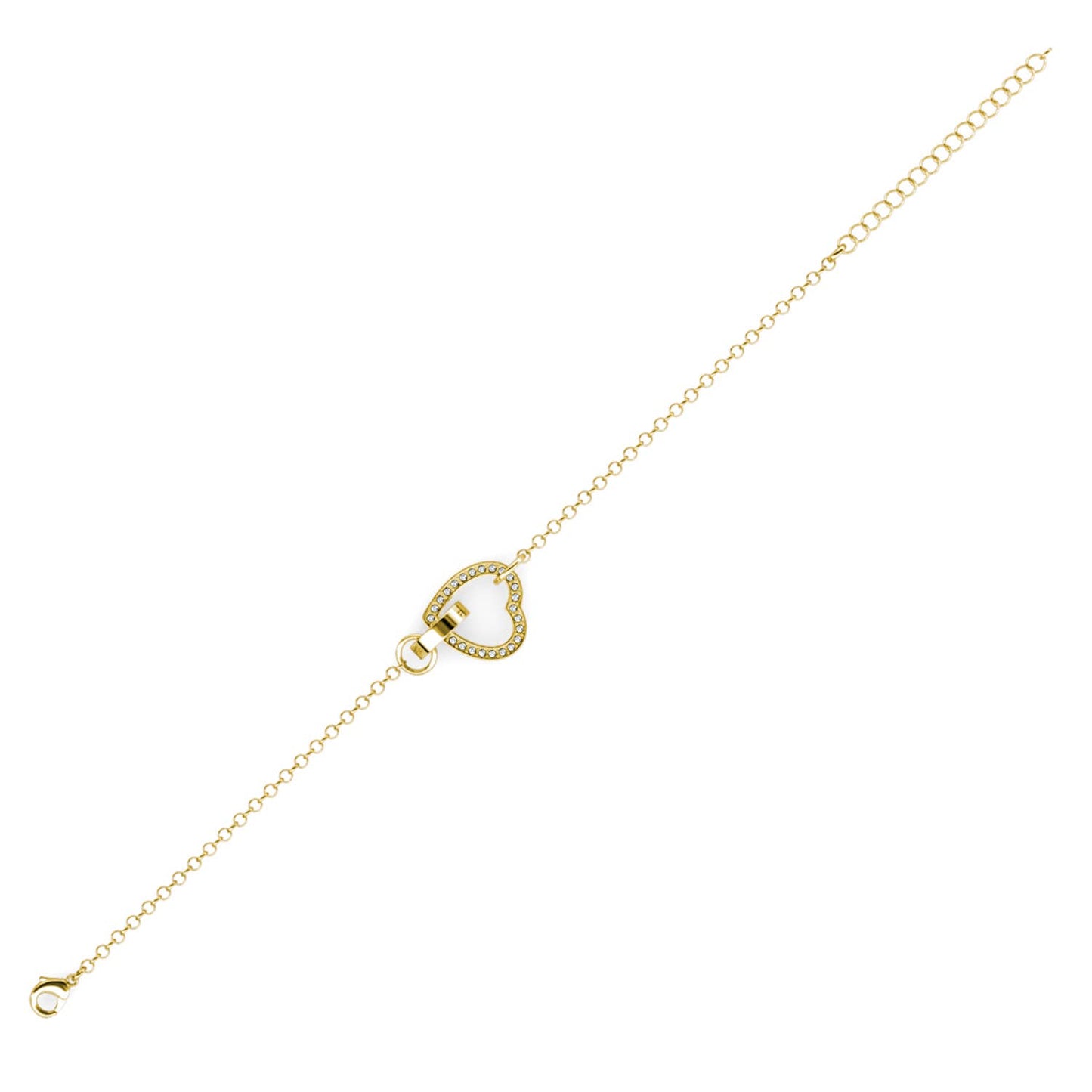Pulsera Heart Bond con cristal- Baño de oro