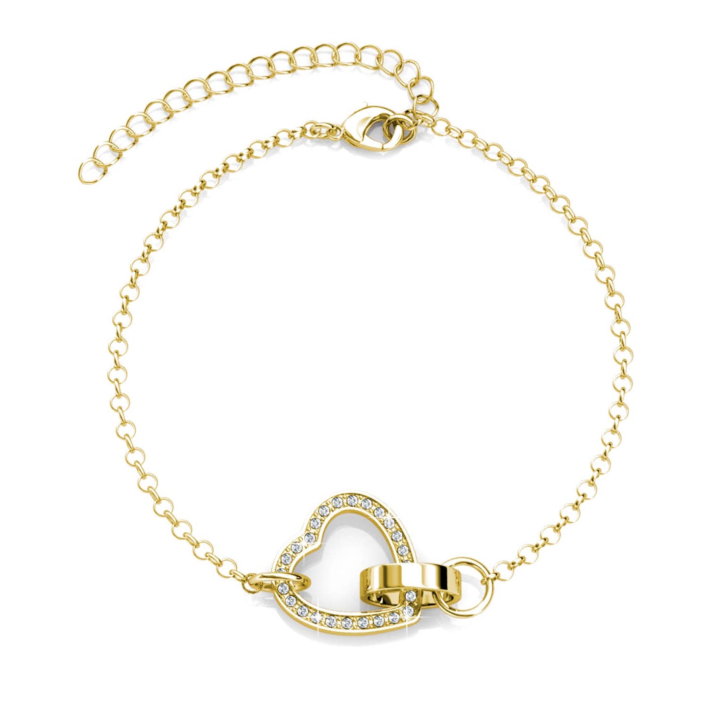 Pulsera Heart Bond con cristal- Baño de oro