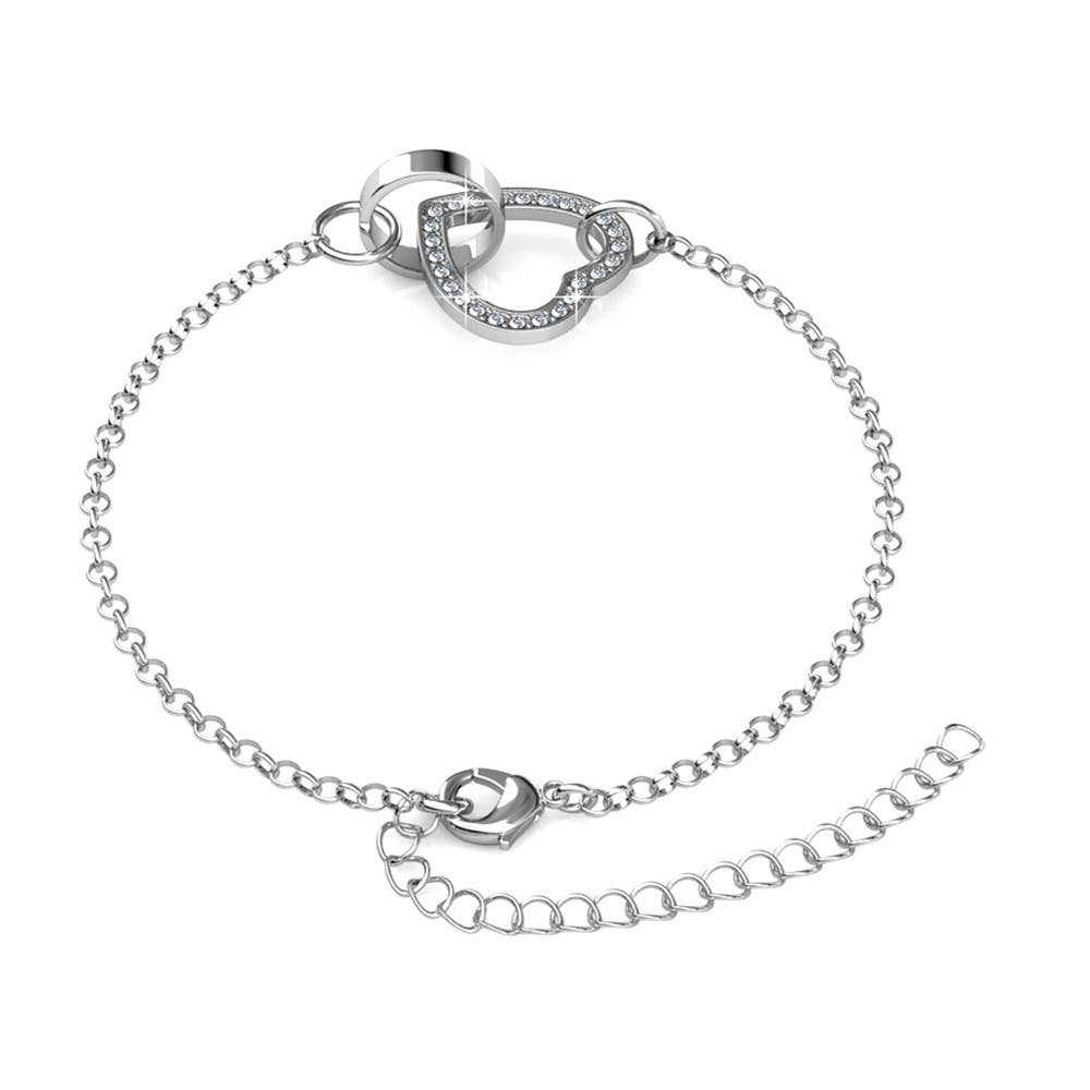 Pulsera Heart Bond con Cristal-Plata