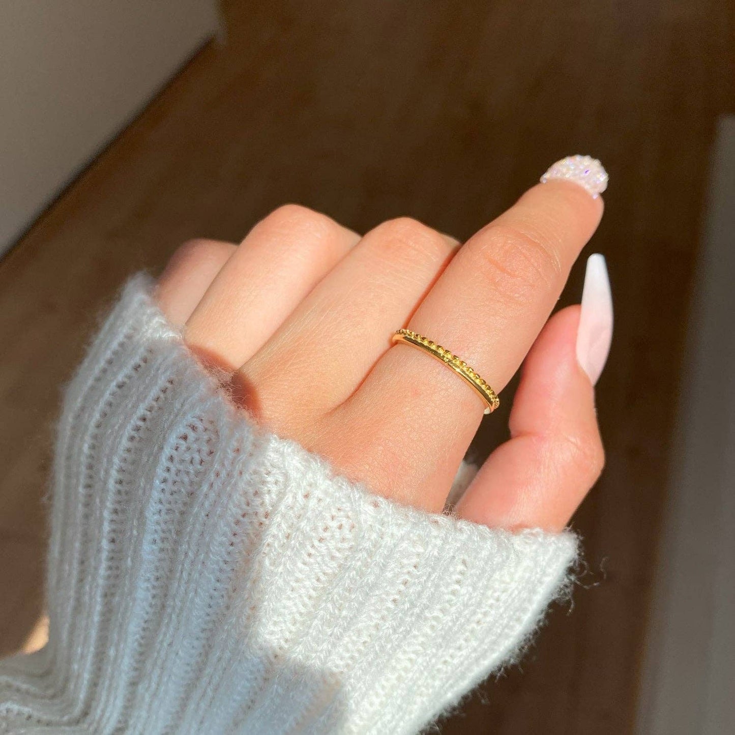 Anillo de medio punto | Chapado en oro de 18k - S (6)