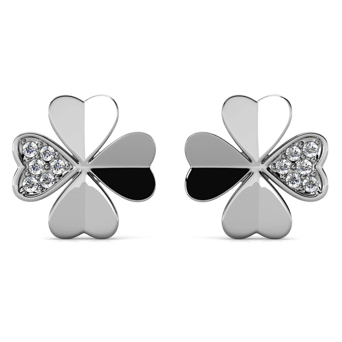 Pendientes de plata y cristal con pétalos de trébol