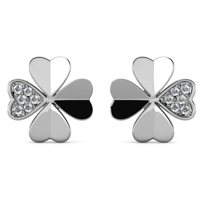 Pendientes de plata y cristal con pétalos de trébol