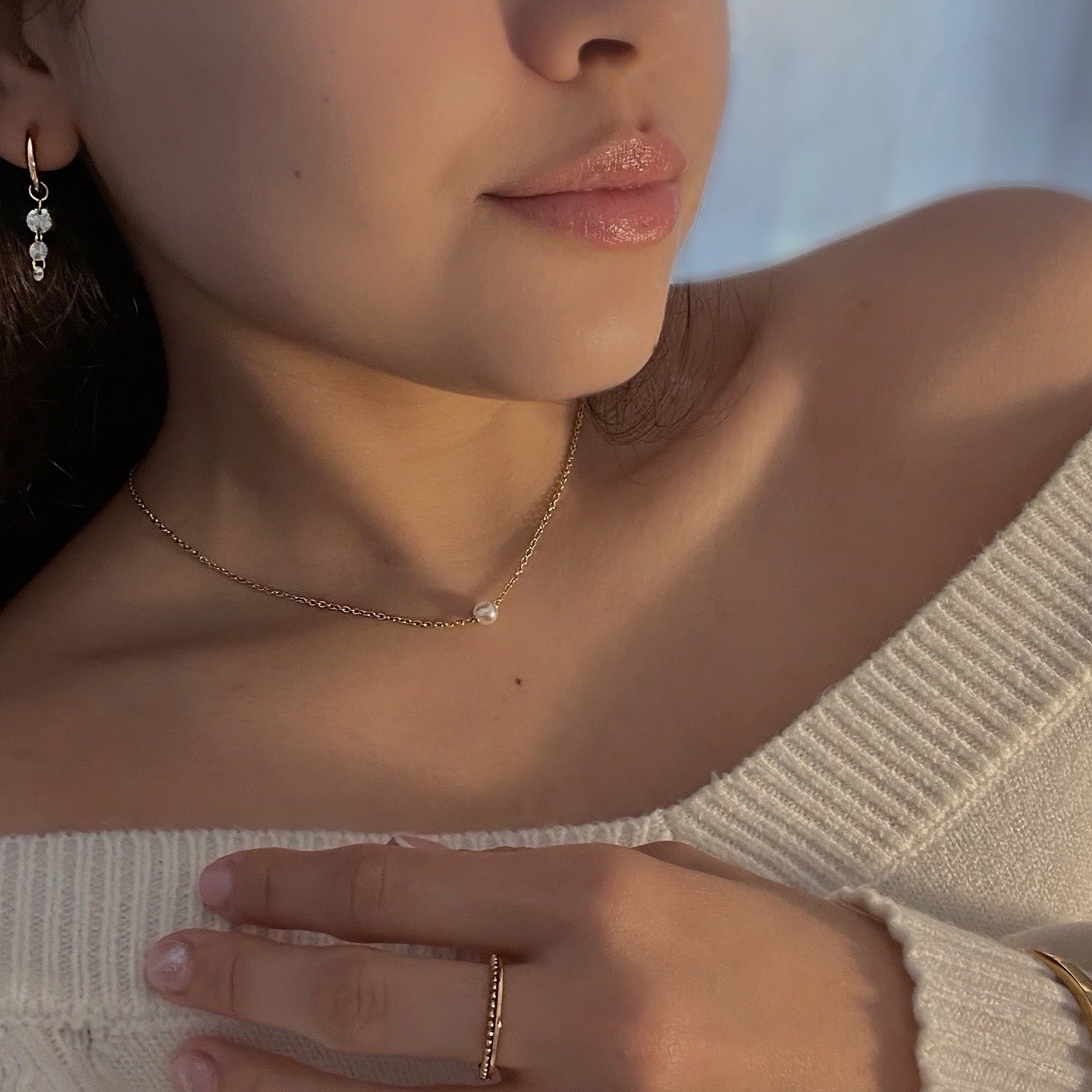 Collar Perla individual | collar de perlas bañadas en oro de 18k