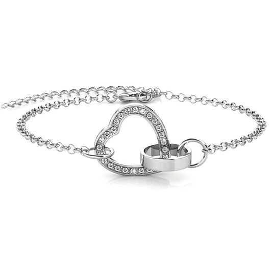Pulsera Heart Bond con Cristal-Plata