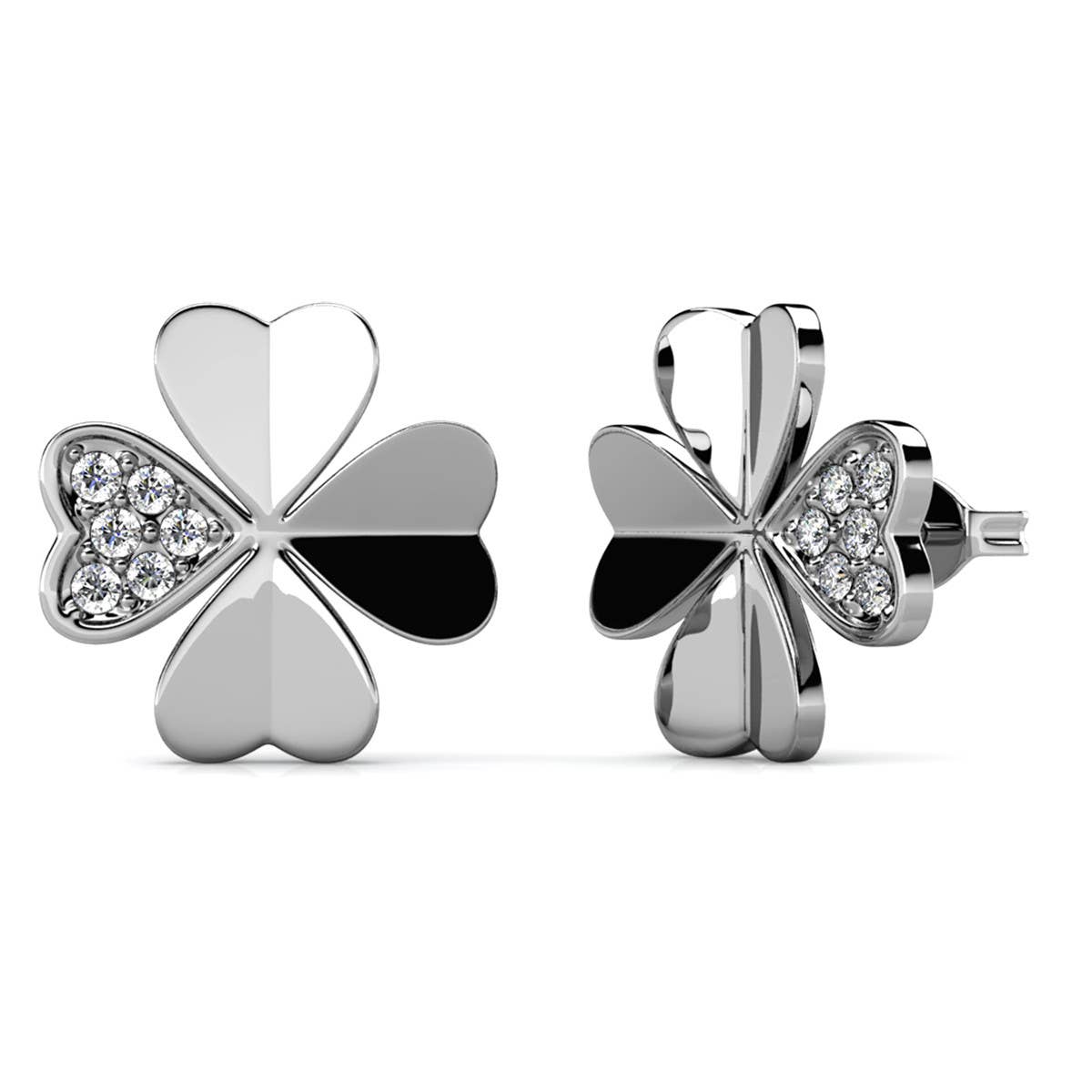 Pendientes de plata y cristal con pétalos de trébol