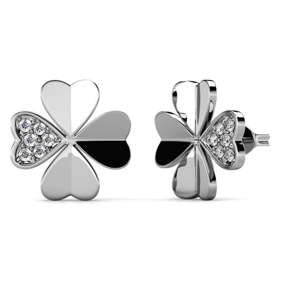Pendientes de plata y cristal con pétalos de trébol