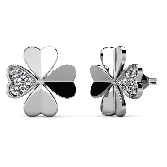 Pendientes de plata y cristal con pétalos de trébol