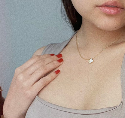 Collar Trébol de mármol | Chapado en oro de 18k