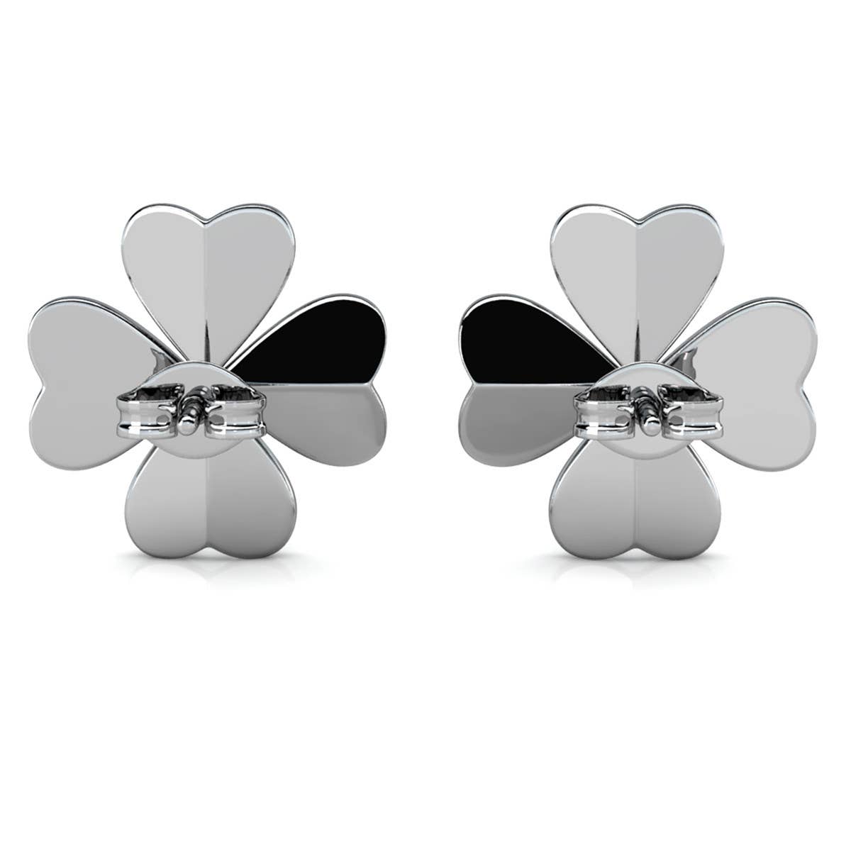 Pendientes de plata y cristal con pétalos de trébol