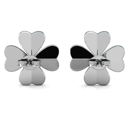 Pendientes de plata y cristal con pétalos de trébol