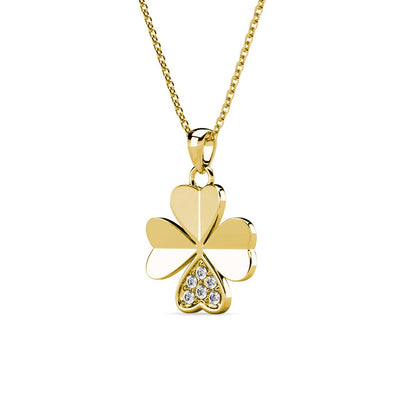 Colgantes de pétalos de trébol / oro y cristal
