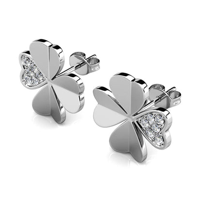 Pendientes de plata y cristal con pétalos de trébol