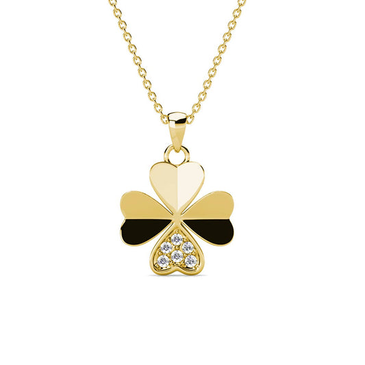 Colgantes de pétalos de trébol / oro y cristal