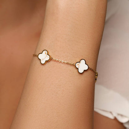Pulsera Trébol de mármol | Chapado en oro de 18k