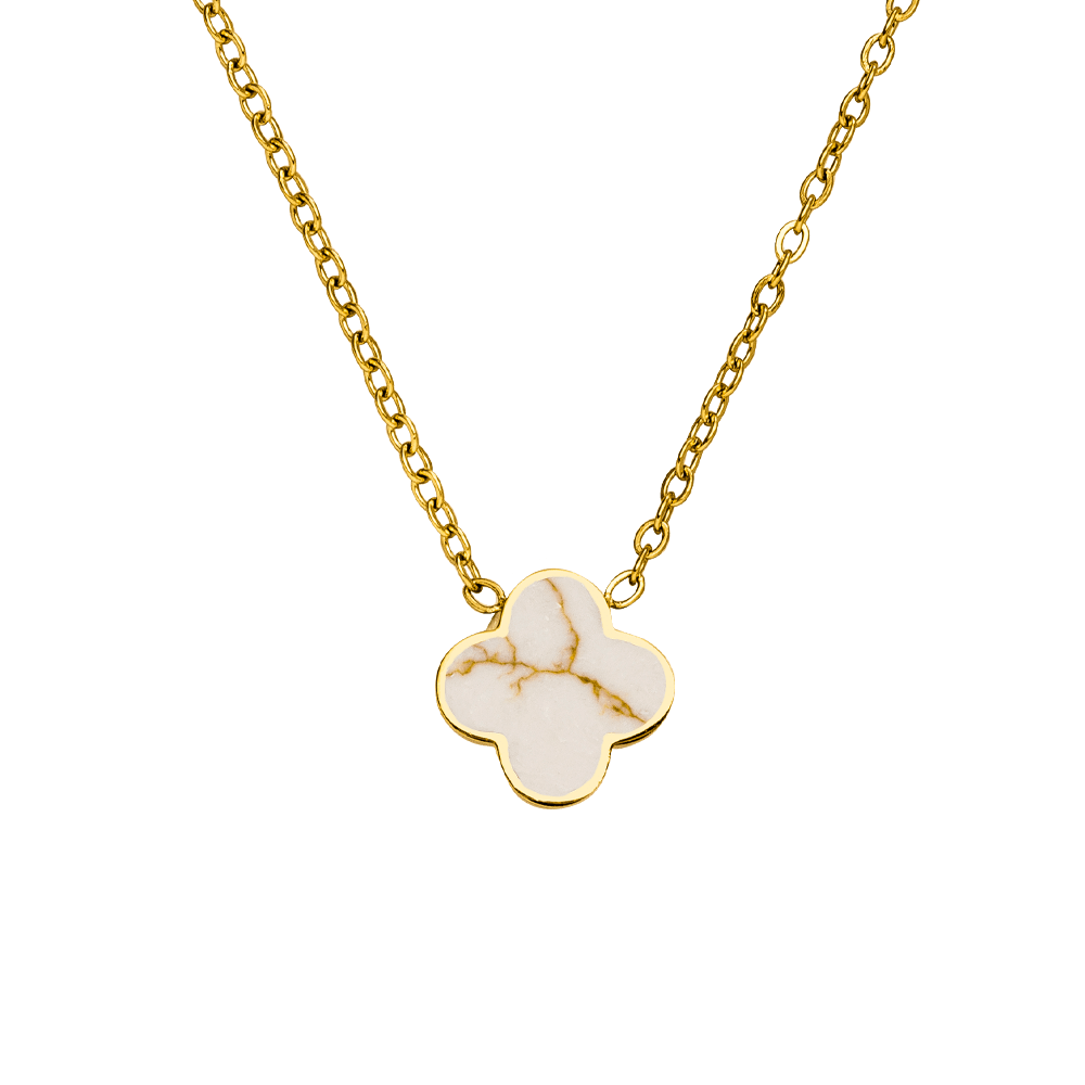 Collar Trébol de mármol | Chapado en oro de 18k