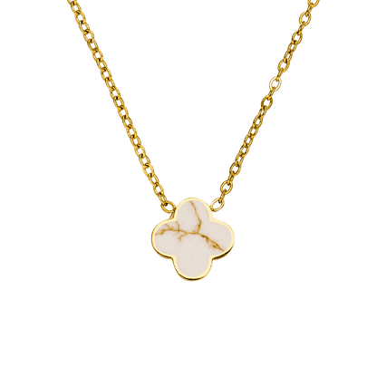 Collar Trébol de mármol | Chapado en oro de 18k