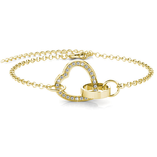 Pulsera Heart Bond con cristal- Baño de oro