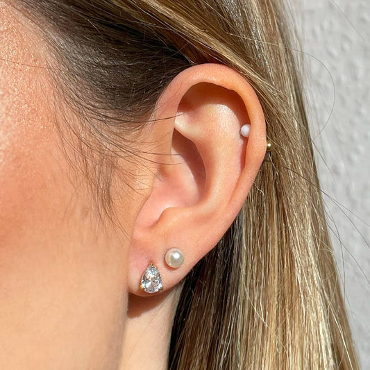 Pendientes de gota brillante| bañados en oro de 18k