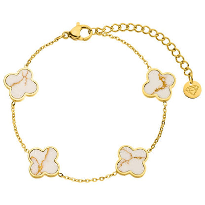 Pulsera Trébol de mármol | Chapado en oro de 18k